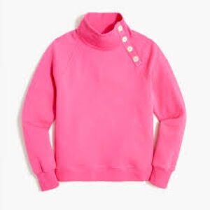 J. Crew Women’s Cowl Neck Sweatshirt in Pink with Button Accent